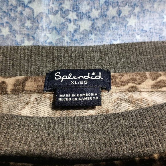 Women's grey leopard Splendid 2 piece long sleeve and jogger pant pajama set XL - Picture 3 of 12